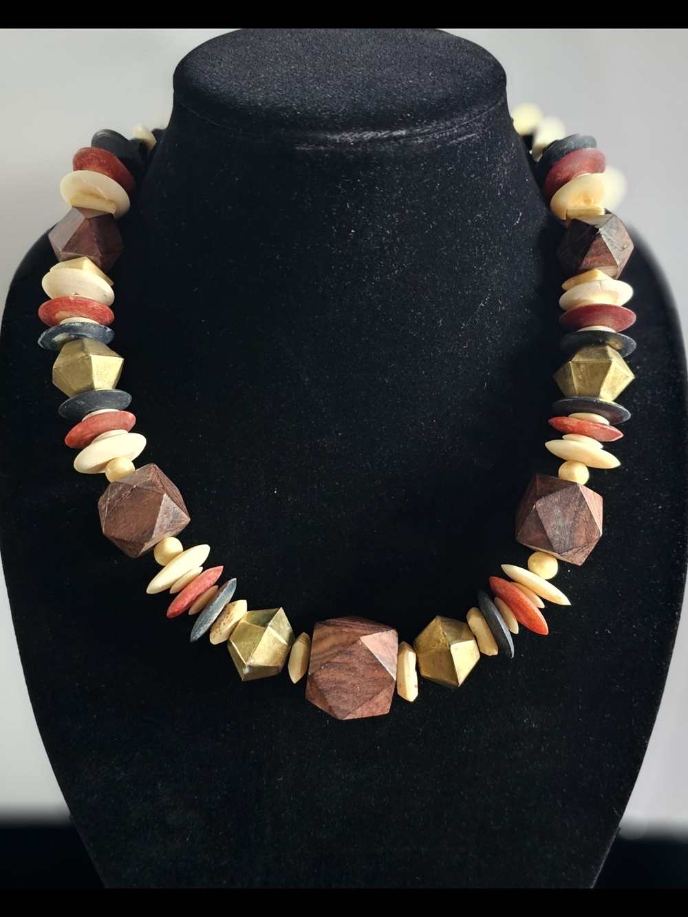 Vintage Geometric Statement Necklace Handcrafted Mixed​ Boho Chic Meets
